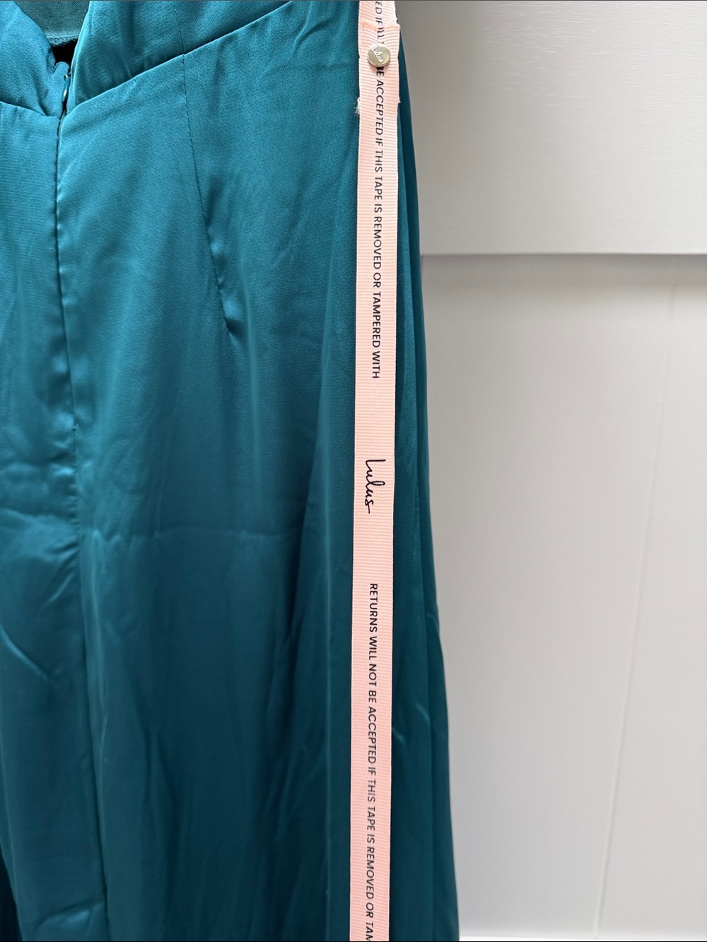 NWT Lulus Elegant Confidence Teal Satin Flutter Sleeve Maxi Dress L (US 10-12) - Picture 9 of 13